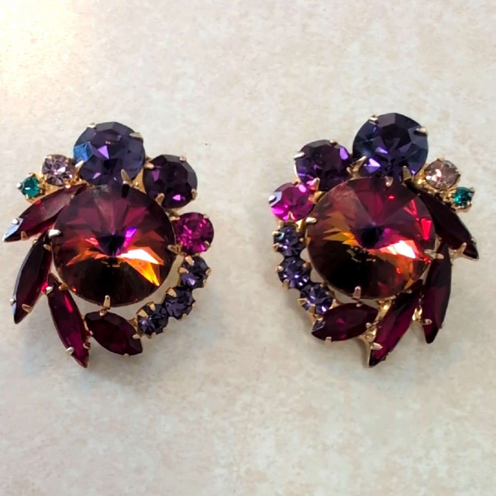 Vintage Juliana Multicolor Clip On Earrings